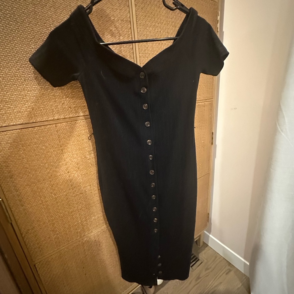 Midi Off the shoulder Button Up Dress